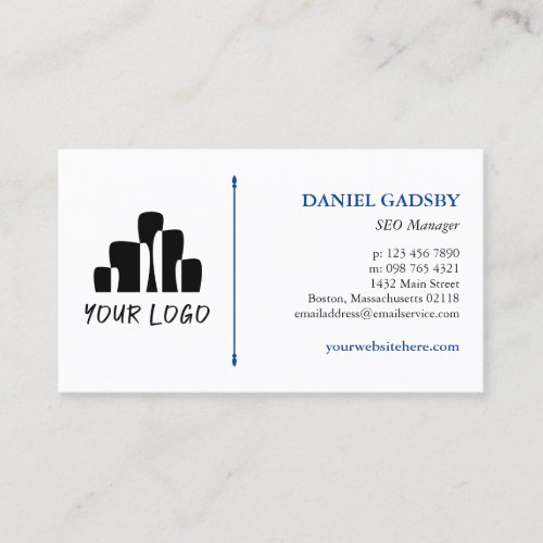 Your Logo Blue White Practical Minimalist Business Card