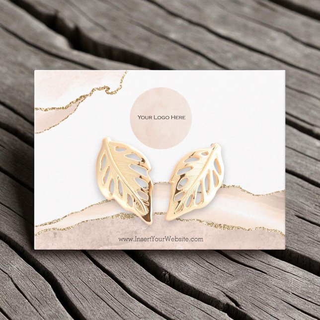 Your Logo Blush & Gold Large Business Card (Creator Uploaded)