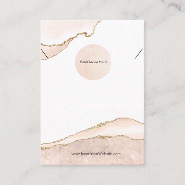 Your Logo Blush & Gold Necklace Vertical Large Business Card (Front)