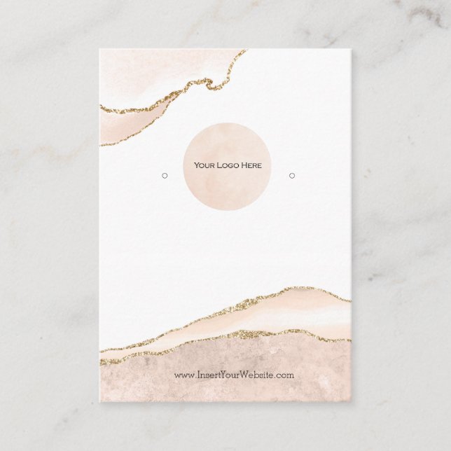 Your Logo Blush & Gold Vertical Large Business Card (Front)
