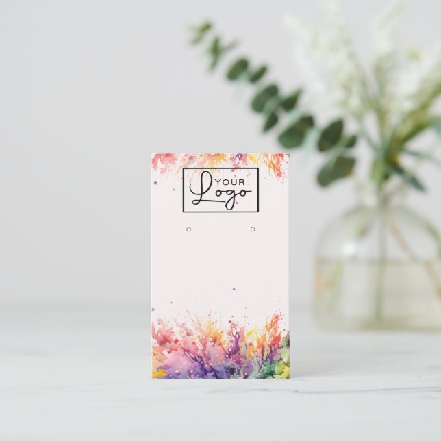 Your Logo Bright Earring Card Social Media QR code (Standing Front)