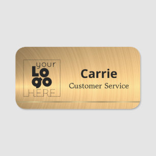 Your Logo Brushed Bronze Name Tag with Brass Gold