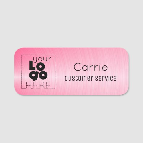 Your Logo Brushed Radial Hot Pink Name Tag
