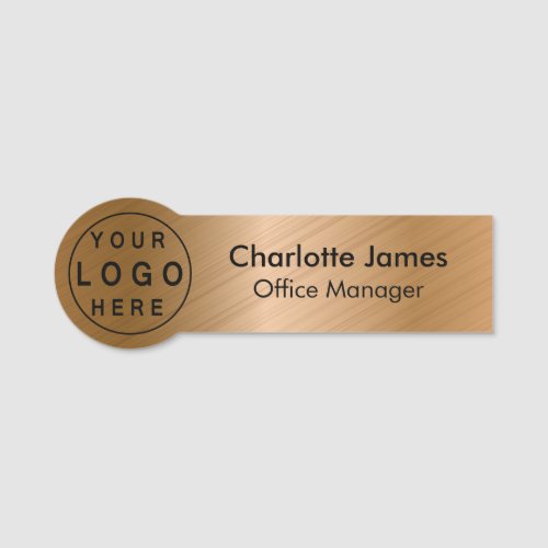 Your Logo Brushed Radial Metallic Brass Name Tag