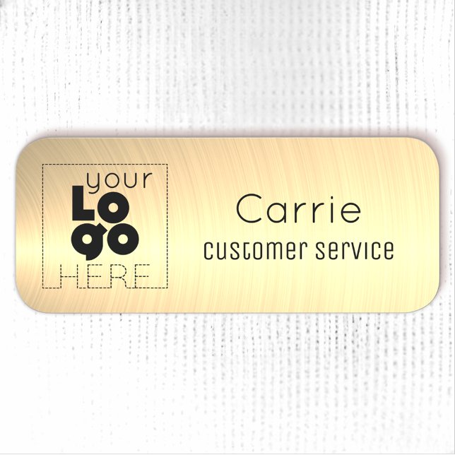 Your Logo Brushed Radial Metallic Gold Name Tag (Creator Uploaded)