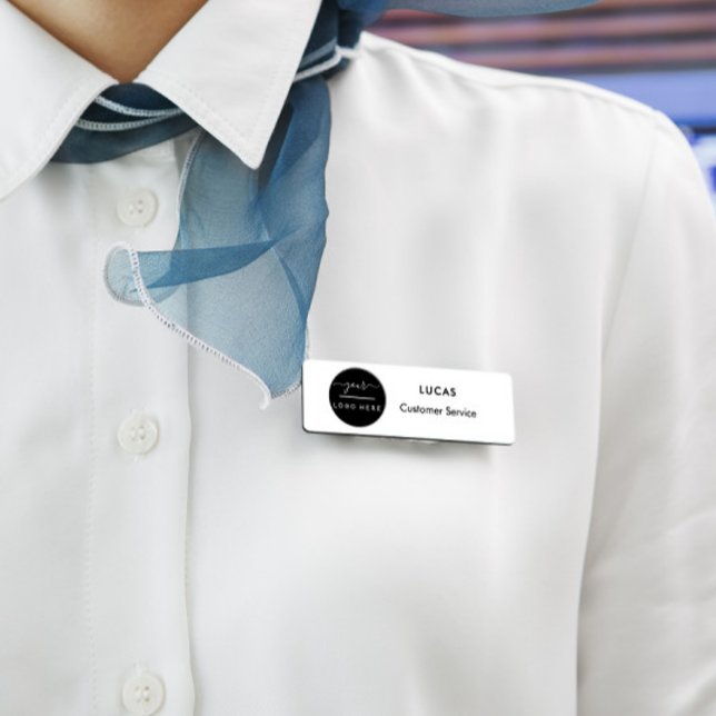 Your Logo Brushed Radial Metallic Silver Name Tag (Creator Uploaded)