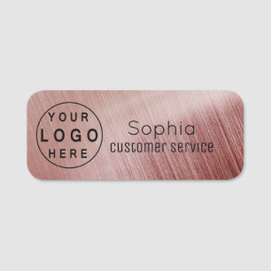 Your Logo Brushed Radial Rose Gold Name Tag