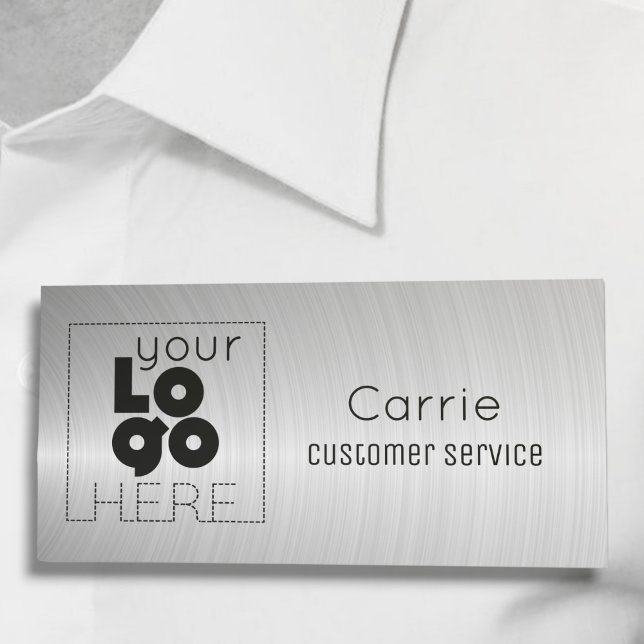 Your Logo Brushed Radial Silver Metallic Name Tag (Creator Uploaded)