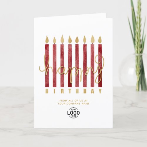 Your Logo Burgundy Candles Business Happy Birthday Card