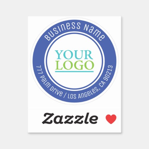 Your Logo Bus Name Address or Any Text Med Blue Sticker