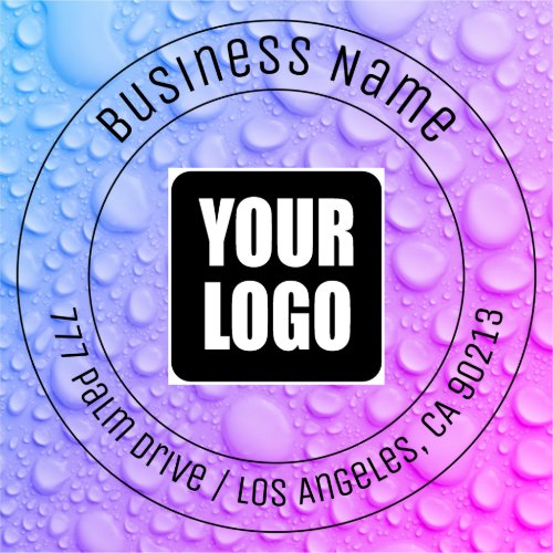 Your Logo Bus Name Address Water DripsBluePurple  Sticker