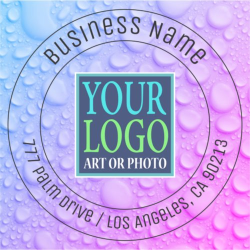 Your Logo Bus Name Address Water DripsBluePurple  Sticker