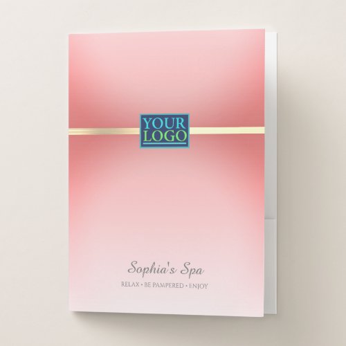 Your Logo Bus Name Services Gold Coral Fog Effect Pocket Folder