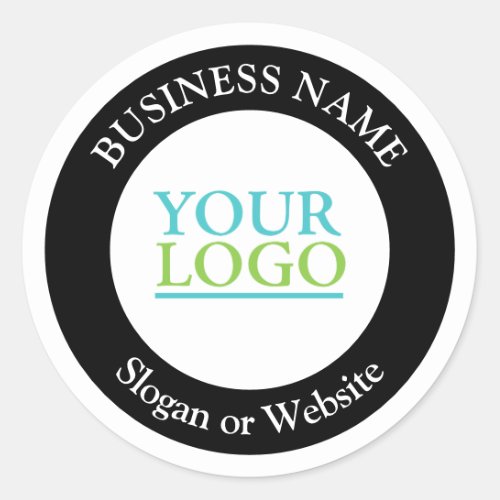 Your Logo Bus Name Slogan Any Text Black Circle Classic Round Sticker