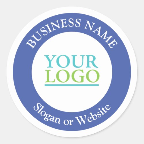 Your Logo Bus Name Slogan Any Text Blue Circle Classic Round Sticker
