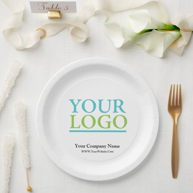 Your Logo, Bus. Name & Website Promo Paper Plates (Wedding)