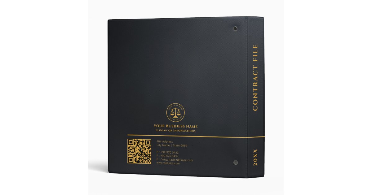 Your Logo Business | Attorney Black Gold 3 Ring Binder | Zazzle