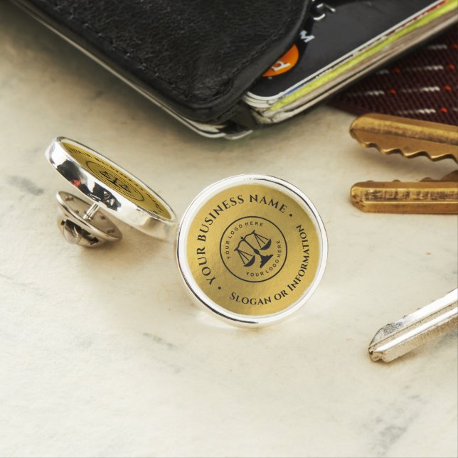 Your Logo Business | Attorney Gold Black Lapel Pin (In Situ)