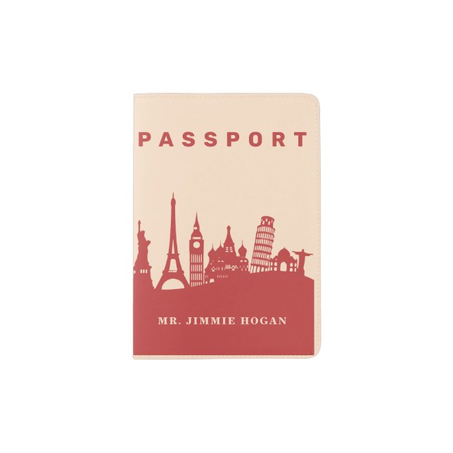 Your Logo Business Barcode | Modern Landmark Passport Holder (Front)