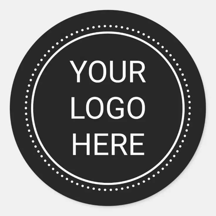 Your Logo Business Classic Round Black Sticker | Zazzle