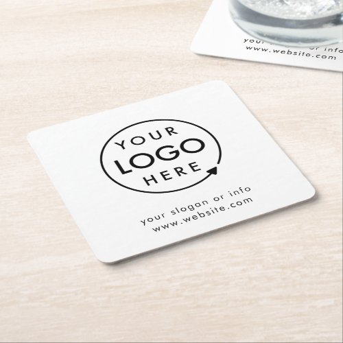 Your Logo  Business Corporate Modern Minimalist Square Paper Coaster