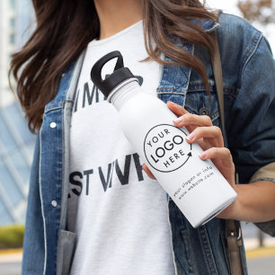 Your Logo   Business Corporate Modern Minimalist Stainless Steel Water Bottle