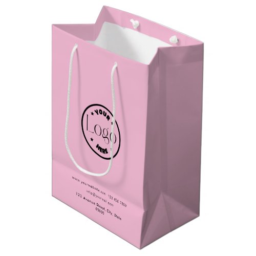 Your Logo Business Corporate Professional Pink Medium Gift Bag
