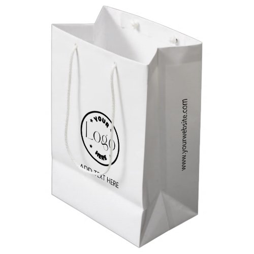 Your Logo Business Corporate Professional White Medium Gift Bag