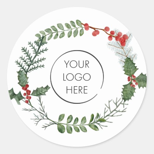 Your Logo Business Custom Holiday Christmas Classic Round Sticker