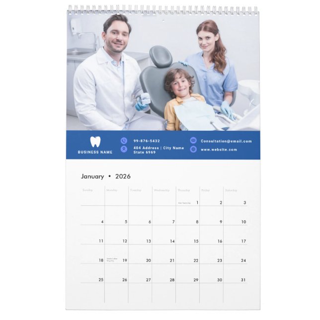 Your Logo | Business Dentist Modern Minimalist Calendar (Jan 2026)