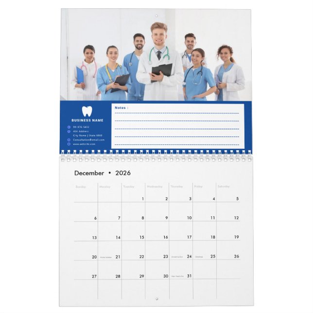 Your Logo | Business Dentist Modern Minimalist  Calendar (Dec 2026)