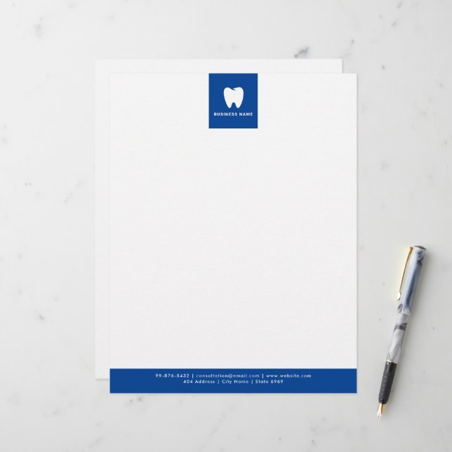Your Logo | Business Dentist Modern Minimalist Letterhead (Front/Back In Situ)