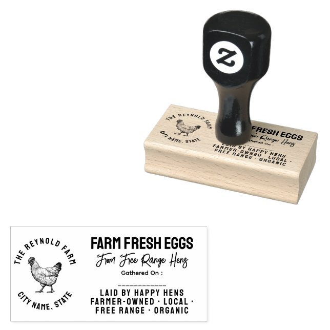 Your Logo Business | Farmhouse Egg Carton Rubber Stamp (Stamped)