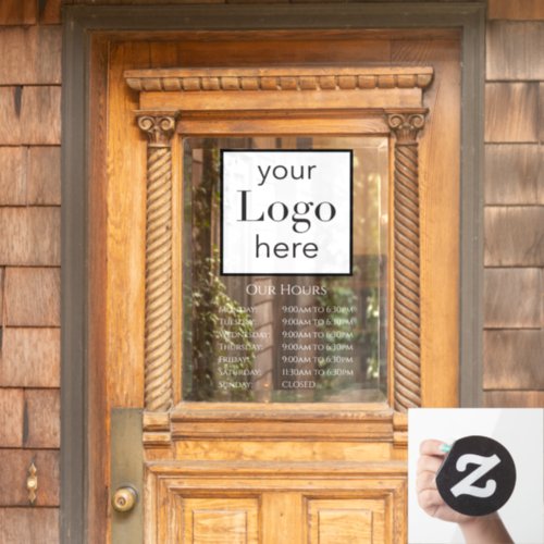 Your Logo Business Hours Window Cling