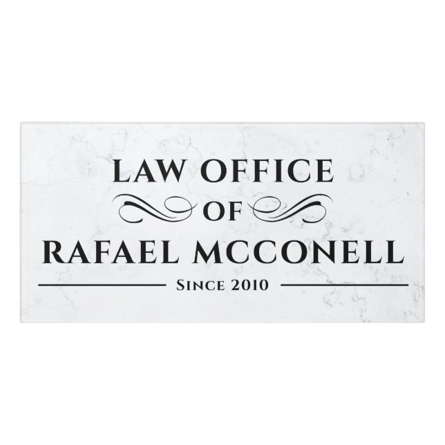 Your Logo Business | Law Office Marble Door Sign (Classic Front)