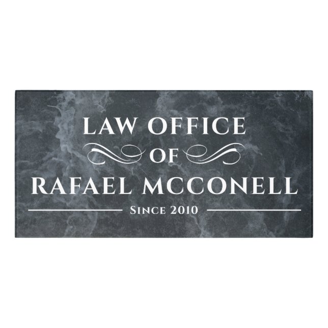 Your Logo Business | Law Office Marble Door Sign (Classic Front)