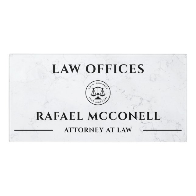 Your Logo Business | Law Offices Marble Black Door Sign (Classic Front)