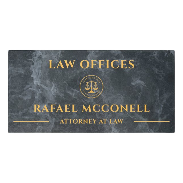 Your Logo Business | Law Offices Marble Gold Door Sign (Classic Front)