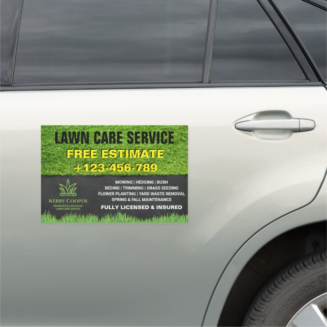 Your Logo Business | Lawn Care Service Car Magnet (In Situ)