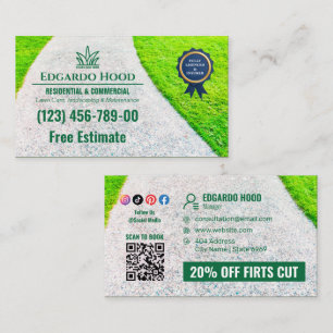 Your Logo Business Lawncare Service Social Media Business Card