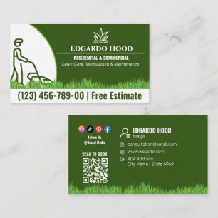 Your Logo Business Lawncare Service Social Media Business Card