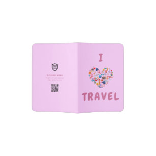 Your Logo Business Modern Barcode I Love Travel Passport Holder