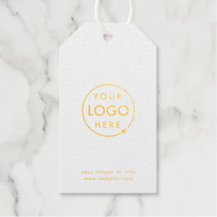 Your Logo Business Modern Minimal White and Gold Foil Gift Tags