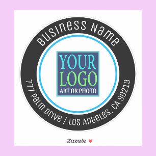 Your Logo, Business Name, Address, Black Sticker