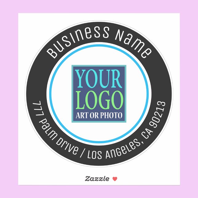 Your Logo, Business Name, Address, Black Sticker (Creator Uploaded)
