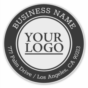 Your Logo, Business Name, Address, Black & White Sticker