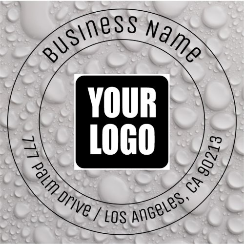 Your Logo Business Name Address Water Drips Sticker