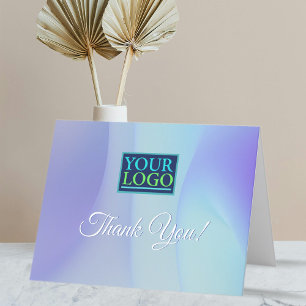 Your Logo, Business Name, Blue and Purple Abstract Letterpress Thank You Card