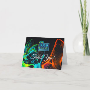 Your Logo, Business Name, Colorful Flowing Paint Letterpress Thank You Card
