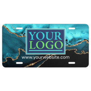 Your Logo Business Name DIY Message Teal Agate Vs3 License Plate